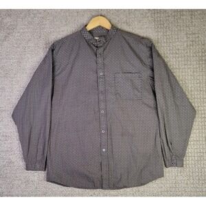 Scully‎ Shirt Mens Large Brown Geometric Band Collar Long Sleeve Western Cowboy